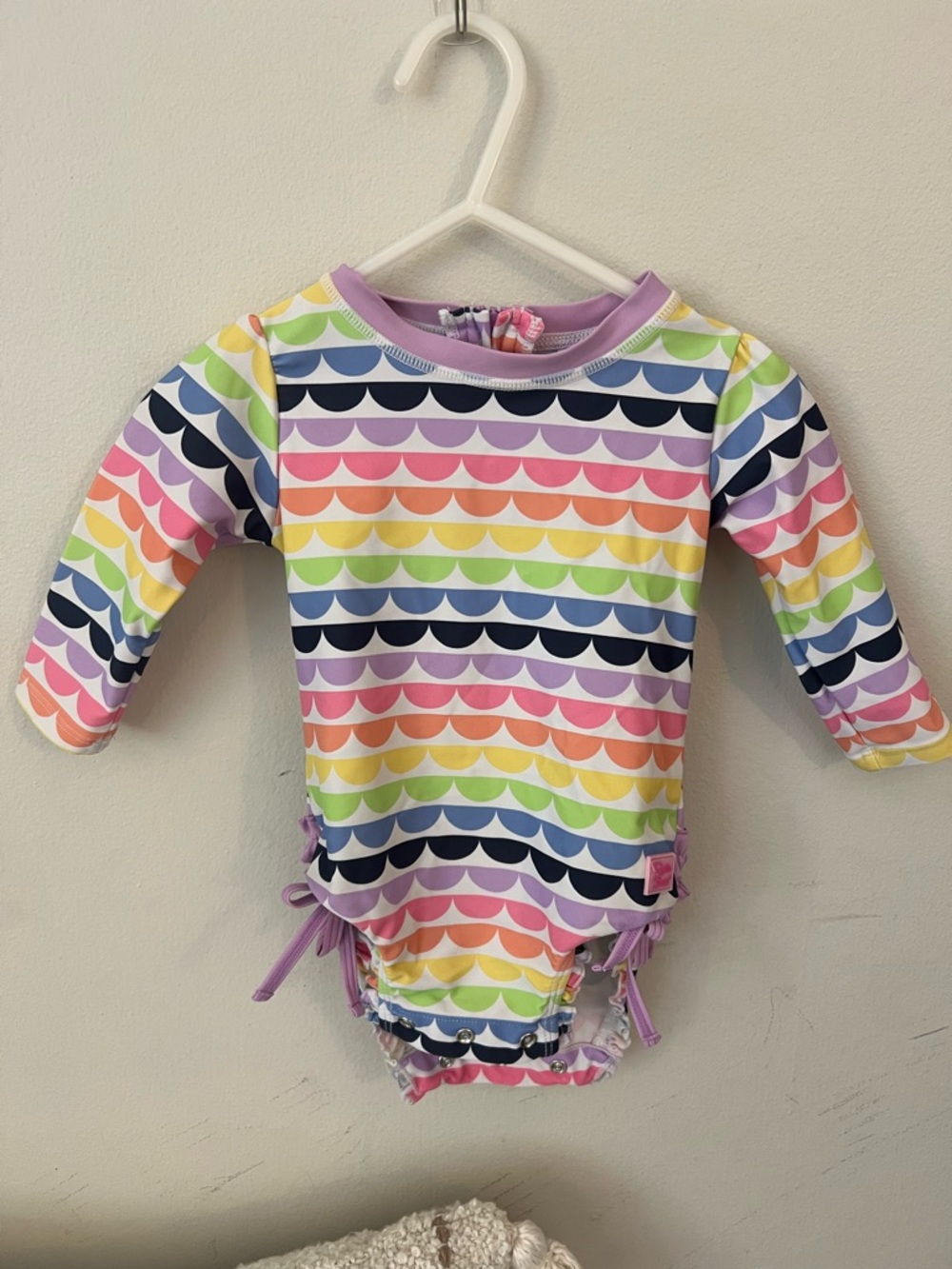 Ruffle Butts Pink Purple Rainbow Swim Top
